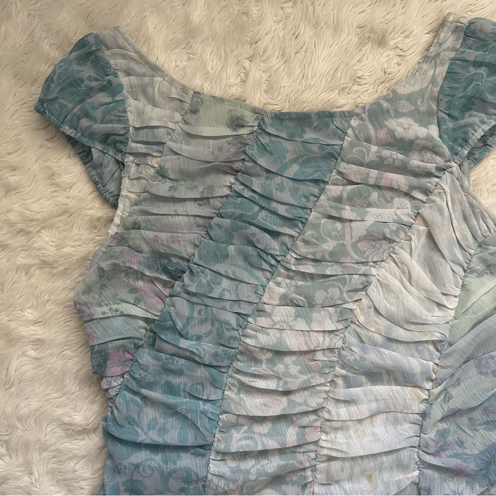 Free People Dress Heart To Heart Midi Flowy Fairycore Floral Blue Sz 12 - Picture 6 of 13